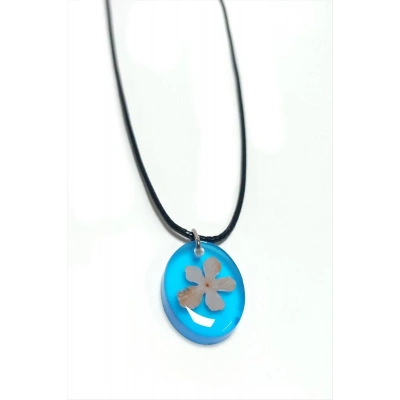 ÇOK SATAN Kartopu Çiçeği Oval Epoksi Kolye