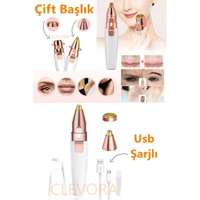 ÇOK SATAN Kaş Bıyık Alma Epilatörü -Yüz Epilatör- Kıl Kaş Bıyık Tüy Alma Aleti- Epilasyon Çift Başlık Şarjlı