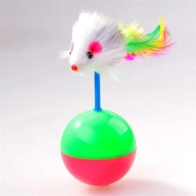 ÇOK SATAN Kedi Oyun Topu Tüylü Fareli Hacı Yatmaz Eğitici Yavru Kedi Fare Kovalama Oyuncağı