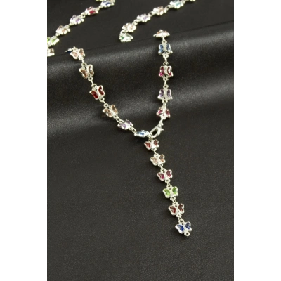 ÇOK SATAN Kelebek Zirkon Taşlı Y Kolye