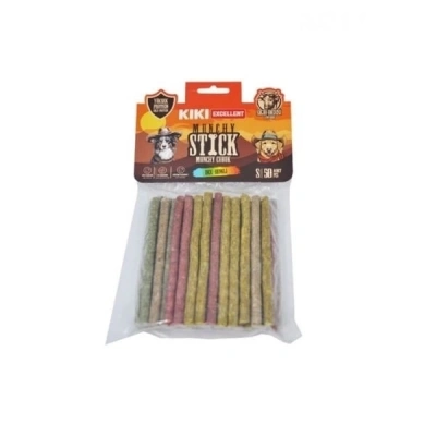 ÇOK SATAN Kiki Excellent İnce Munchy Sığır Derisinden Çubuk Kemik Köpek Ödülü 50 Adet Renkli