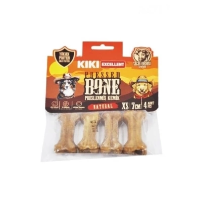 ÇOK SATAN Kiki Excellent Sığır Derisinden Pres Kemik Köpek Ödülü 7 Cm 4 Adet Naturel