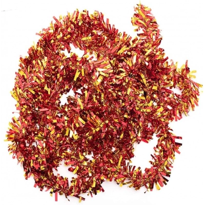 ÇOK SATAN Kırmızı Altın Renk 4 cm Genişlik Garland Çift Renk Sim Süs 180 cm