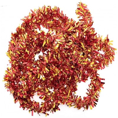 ÇOK SATAN Kırmızı Altın Renk 4 Cm Genişlik Garland Çift Renk Sim Süs 180 Cm