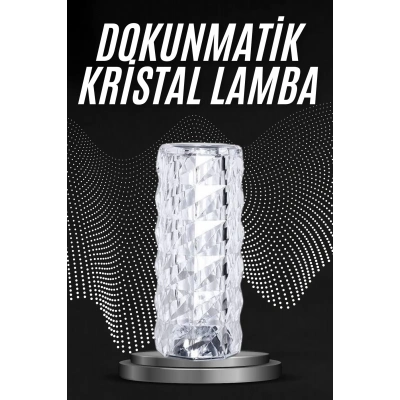 ÇOK SATAN Kristal Lamba Masa Lambası Şarjlı Masa Lambası Dokunmatik Sensör Usb Şarjlı