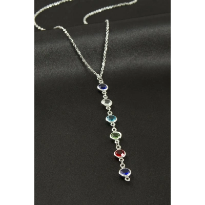 ÇOK SATAN Kristal Taşlı Çelik Kolye