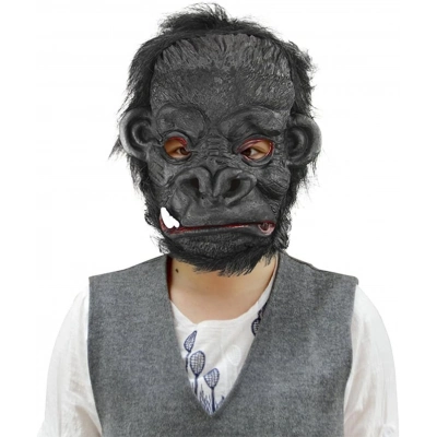ÇOK SATAN Lateks Goril Maskesi Maymun Maskesi Et Maskesi Orangutan Siyah Saçlı 4 No