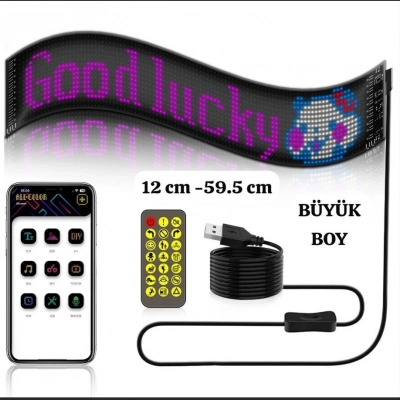 ÇOK SATAN Led Ekran Matrix Panel Cama Yapışan En Büyük Boy 16x96 Led Sayısı Araba Yazısı 12cm-59.5cm