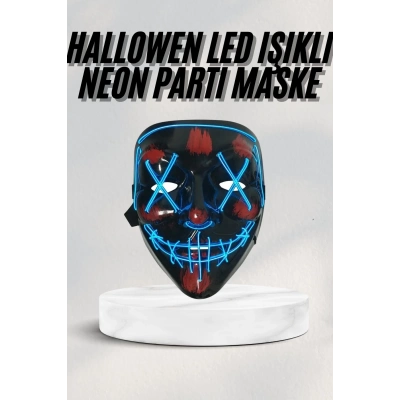ÇOK SATAN Led Işıklı Neon Maske Cadılar Bayramı Maskesi Korkunç Korku Maskesi