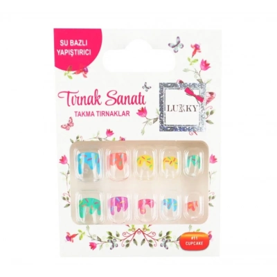 ÇOK SATAN Lukky Şekerleme Baskılı Yapışkanlı Takma Tırnak Seti
