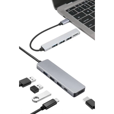 ÇOK SATAN Macbook Pro/air Uyumlu USB Type-C 8 In 1 Hub Dönüştürücü Çevirici Çoklayıcı USB Hdmı Micro Sd 8 Girişli