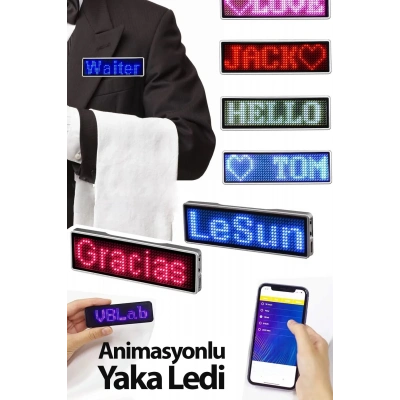 ÇOK SATAN Matrix Kayan Led Yaka Rozeti Mobil Kontrollü Dijital Etiket 9×3cm