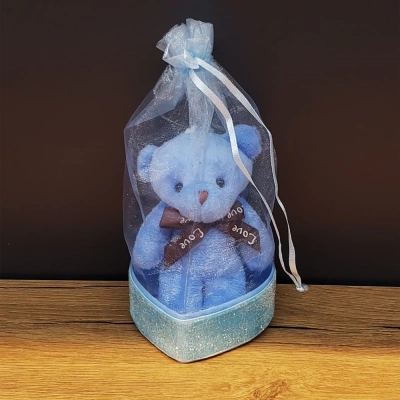 ÇOK SATAN Mavi Hediyelik Kese İçinde Ayıcık