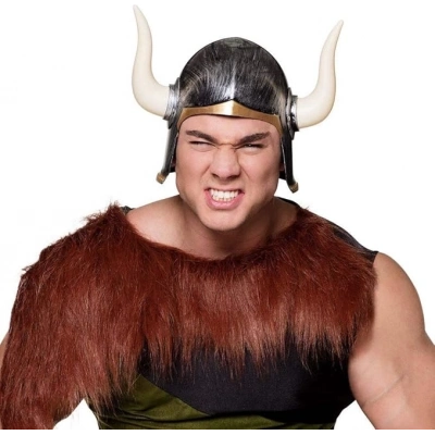 ÇOK SATAN Mega Boynuzlu Viking Ivar Kaskı Eskitilmiş Desen Gümüş Renk