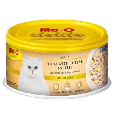 ÇOK SATAN Meo Delite Tahılsız Jöleli Ton Balıklı ve Peynirli Yetişkin Konserve Kedi Maması 80 Gr