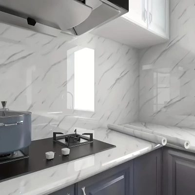 ÇOK SATAN Mermer Desenli Mutfak Duvar Kağıdı Sticker - 5m X 60cm: Su Ve Yağa Dayanıklı, Yüksek Sıcaklık Esnekliğine Sahip Tezgah, Dolap, Ocak Yenileme Folyosu T10