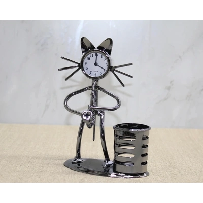 ÇOK SATAN Metal Saksafon Çalan Kedi Müzisyen Saat Ve Kalemlik Alk4343