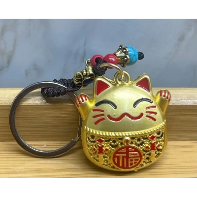 ÇOK SATAN Metal Şans Ve Bereket Kedisi Anahtarlık Model 2