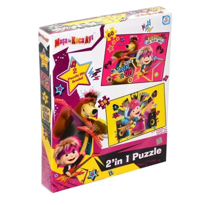 ÇOK SATAN MS7579 Laço Kids Maşa ile Koca Ayı 2 Puzzle 1 Kutuda / 35+60 Parça Puzzle