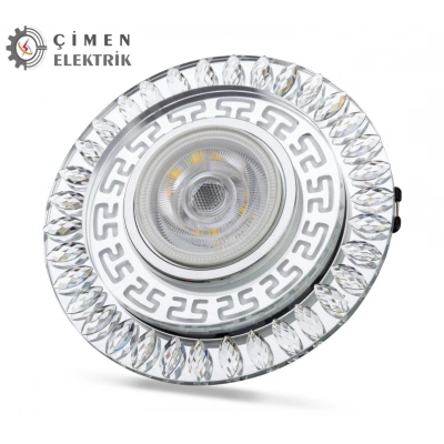 ÇOK SATAN NOAS YL65 1757 FLORA Led Çerçeveli 4000K + Mavi Yuvarlak Kristal Cam Spot Kasa - Priz ve Anahtar İçin Uyumlu Çerçeve