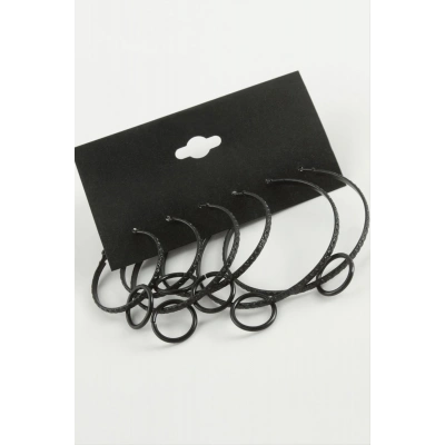 ÇOK SATAN Noktalı İç İçe Metal Halka Küpe 6 Adet