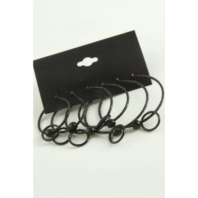 ÇOK SATAN Noktalı İç İçe Metal Halka Küpe 6 Adet