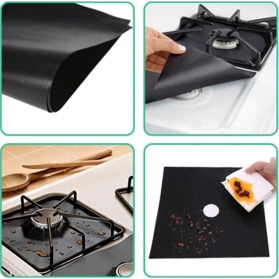 ÇOK SATAN Ocak Koruyucu Folyo Yanmaz Yapışmaz 4lü Set SiYAH