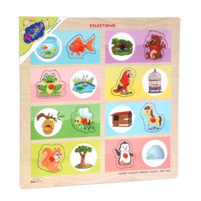 ÇOK SATAN ONY-363-364 Ahşap Tutmalı Eşleştirme Hangi Hayvan Nerede Yaşar -Onyıl