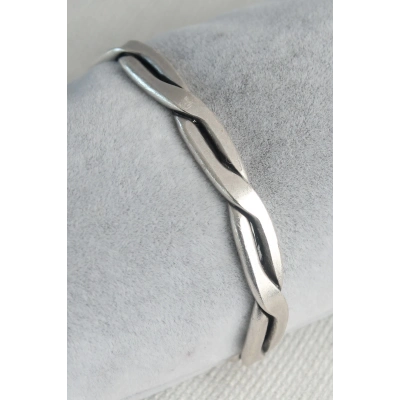 ÇOK SATAN Otantik Gümüş Renk Motif İşleme Plaka Erkek Bileklik