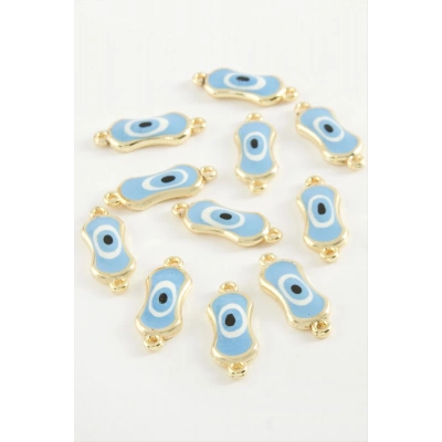 ÇOK SATAN Oval Nazar Çift Kulplu Mineli Bileklik ve Kolye Ucu Aparatı 1 Adet