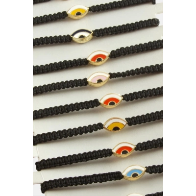 ÇOK SATAN Oval Nazar Makrome Örgülü Bileklik