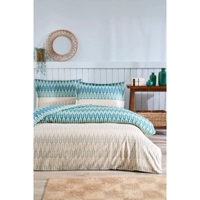 ÇOK SATAN Özdilek Çift Kişilik Ranforce Nevresim Takımı Flame Stitch Mavi