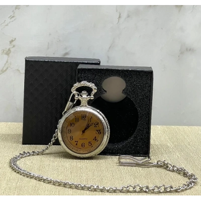 ÇOK SATAN Özel Kutulu Camlı Gümüş Köstekli Saat