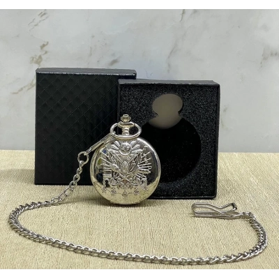 ÇOK SATAN Özel Kutulu Osmanlı Devlet Arması Gümüş Köstekli Saat