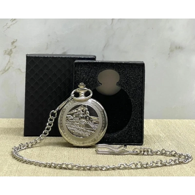 ÇOK SATAN Özel Kutulu Tren Temalı Gümüş Köstekli Saat