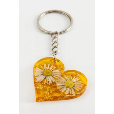 ÇOK SATAN Papatya Kalp Epoksi Anahtarlık