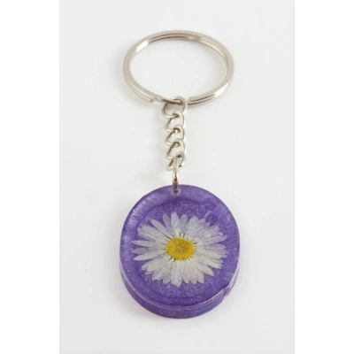 ÇOK SATAN Papatya Oval Epoksi Anahtarlık