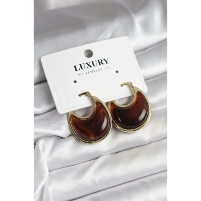 Pirinç Gold Kahverengi Renk Vintage Kadın Küpe