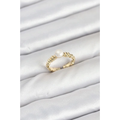 ÇOK SATAN Pirinç Gold Renk Göbek İnci Model Kadın Yüzük