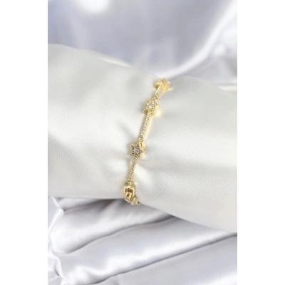 ÇOK SATAN Pirinç Gold Renk Halley Yıldız Model Kadın Bileklik