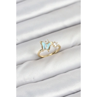 ÇOK SATAN Pirinç Gold Renk Kelebek Model Kadın Yüzük