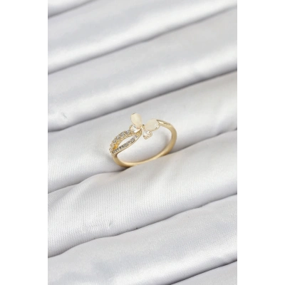 ÇOK SATAN Pirinç Gold Renk Kelebek Zirkon Taşlı Kadın Yüzük