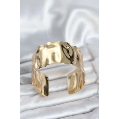 Pirinç Gold Renk Levha Model Kadın Bileklik