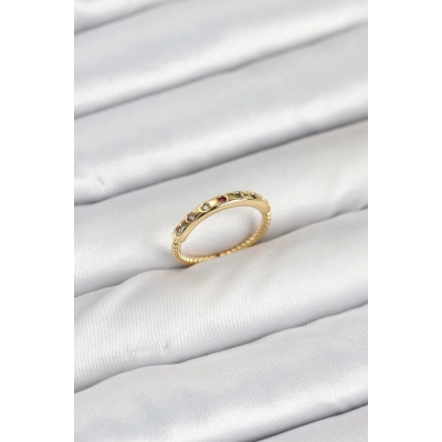 ÇOK SATAN Pirinç Gold Renk Renkli Zirkon Taşlı Kadın Yüzük