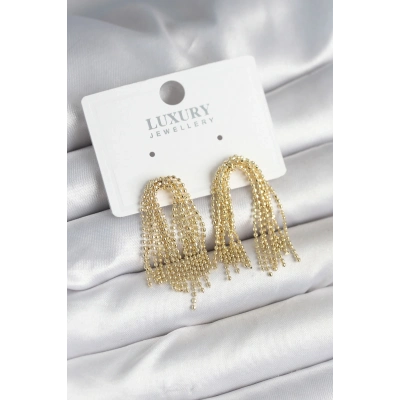 ÇOK SATAN Pirinç Gold Renk Sallantılı Kadın Küpe