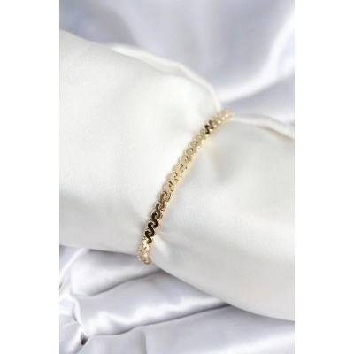 ÇOK SATAN Pirinç Gold Renk Yassı Zincir Model Kadın Bileklik