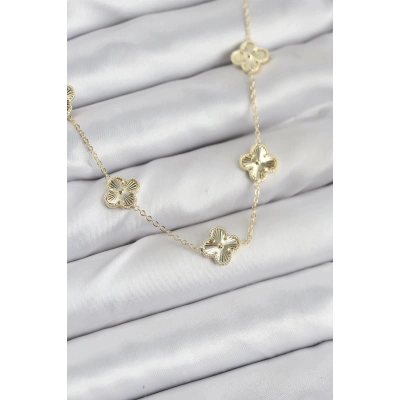 ÇOK SATAN Pirinç Gold Renk Yonca Kadın Kolye