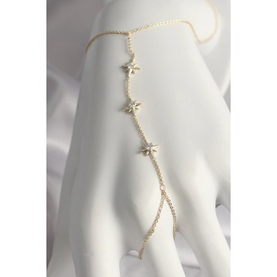 ÇOK SATAN Pirinç Gold Renk Zirkon Taşl Yıldız Model Kadın Şahmeran