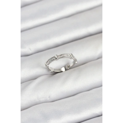 ÇOK SATAN Pirinç Gümüş Renk Kemik Model Zirkon Taşlı Kadın Yüzük