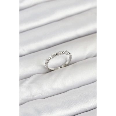 Pirinç Gümüş Renk Lazer Kesim Kadın Yüzük